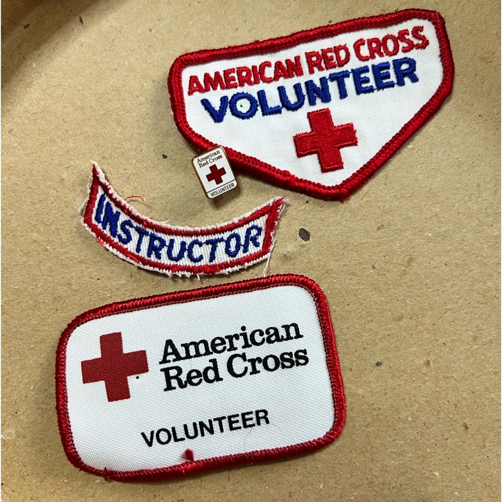 vintage Red Cross patch and pin set